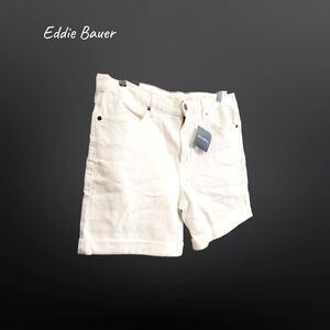 Womens Eddie Bauer White Blue Jean Shorts Size 9